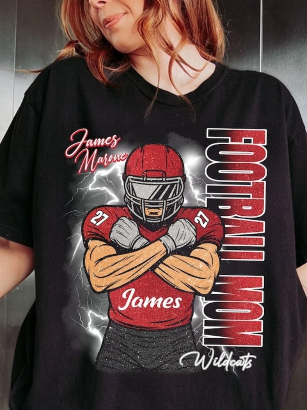 Custom Football Player T-shirt, Personalized Team Mom Tee